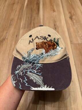 Arctic Circle Enterprises Alaska Bear and Salmon Embroidered Strapback Hat